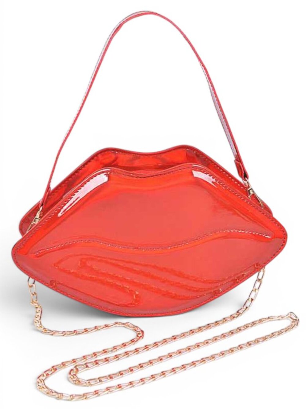 BNWT Brand New Shiny Patent Finish Lips Kisses Novelty Clutch Bag Crossbody Bag